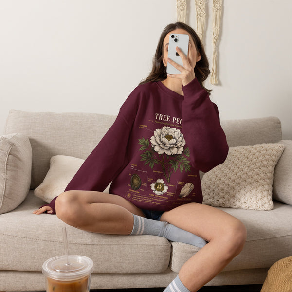 Tree Peony Botanical Sweatshirt — Vintage Flower Anatomy Crewneck
