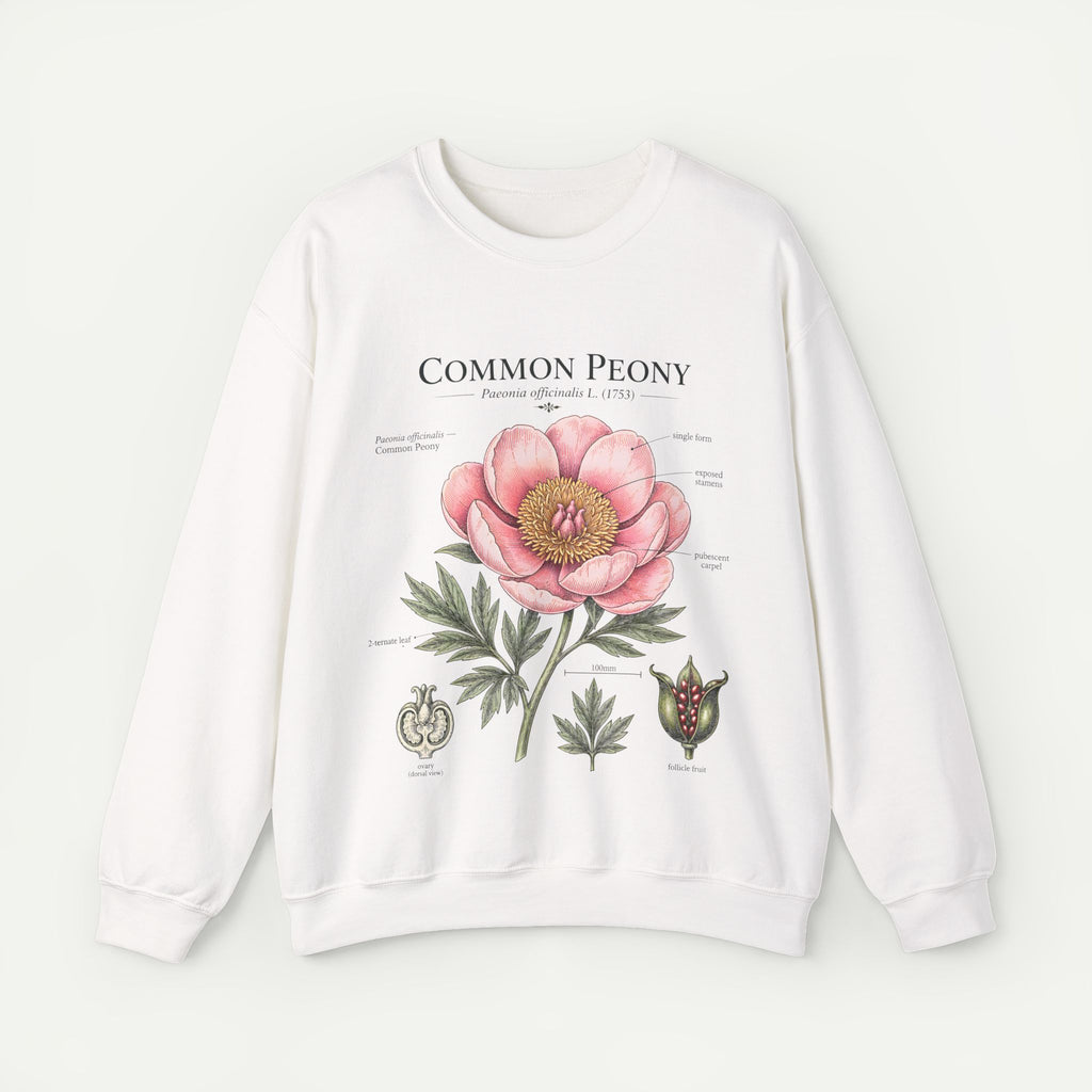 Peony Botanical Sweatshirt — "Common Peony" Floral Crewneck