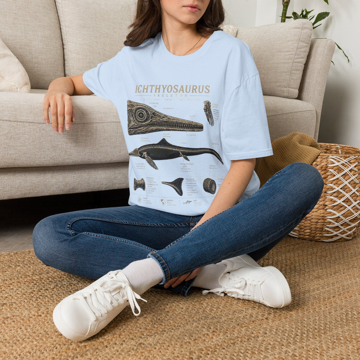 Ichthyosaurus Fossil Illustration T-Shirt