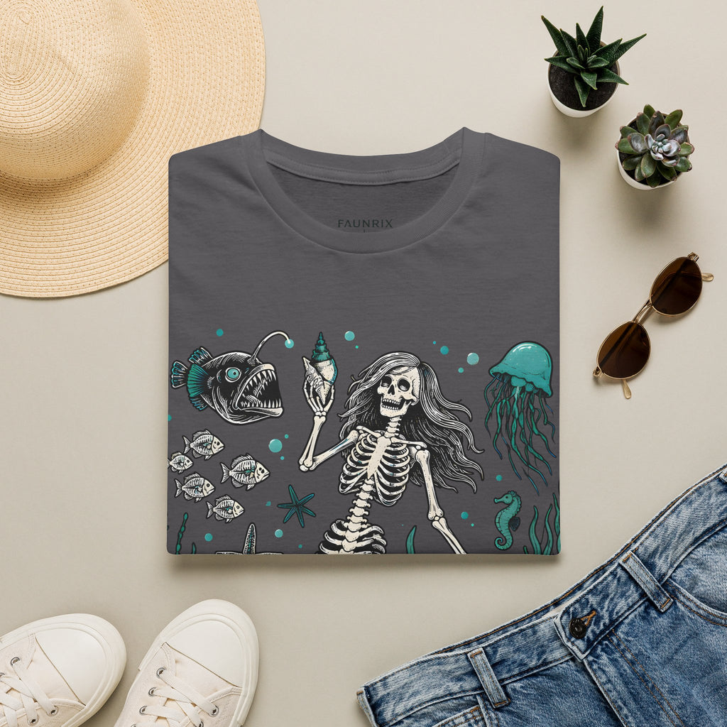 Mermaid Skeleton Tee — Gothic Sea Creature Graphic T-Shirt