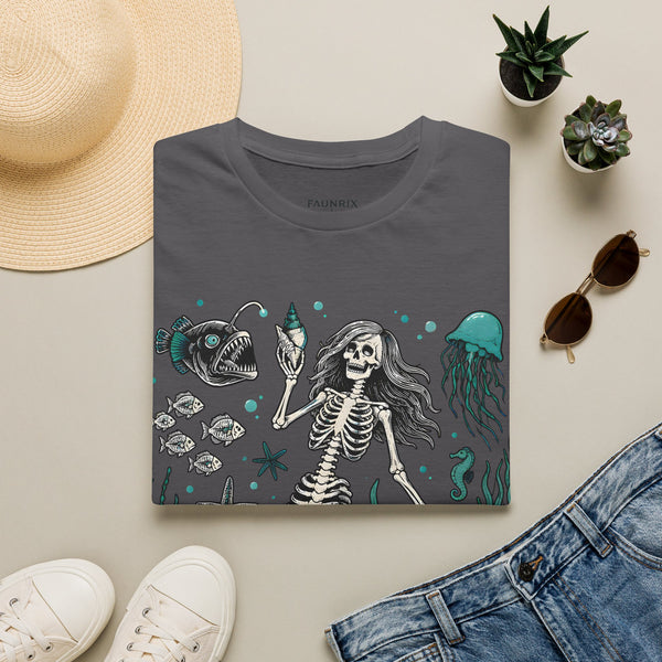 Mermaid Skeleton Tee — Gothic Sea Creature Graphic T-Shirt