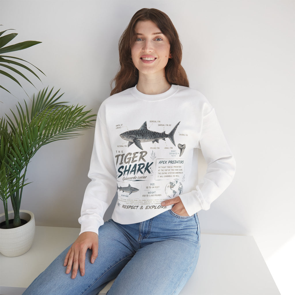 Tiger Shark Anatomy Sweatshirt — Marine Biology Graphic Crewneck