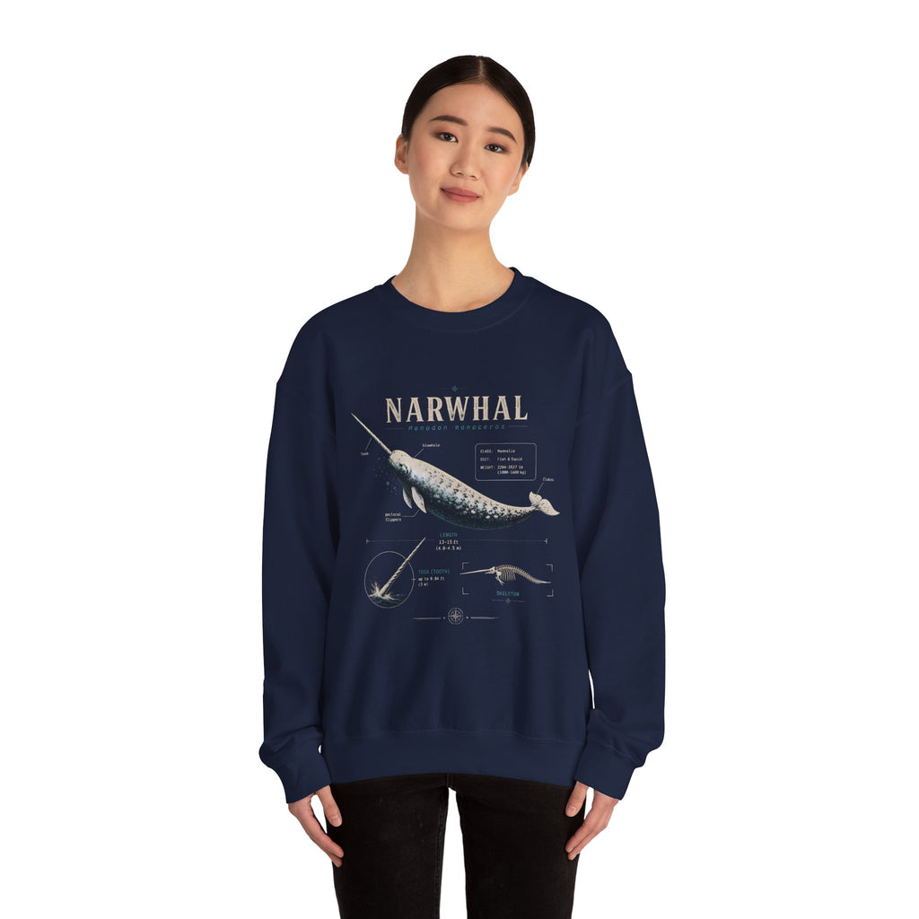 Narwhal Crewneck Sweatshirt - Vintage Sea Mammal Graphic