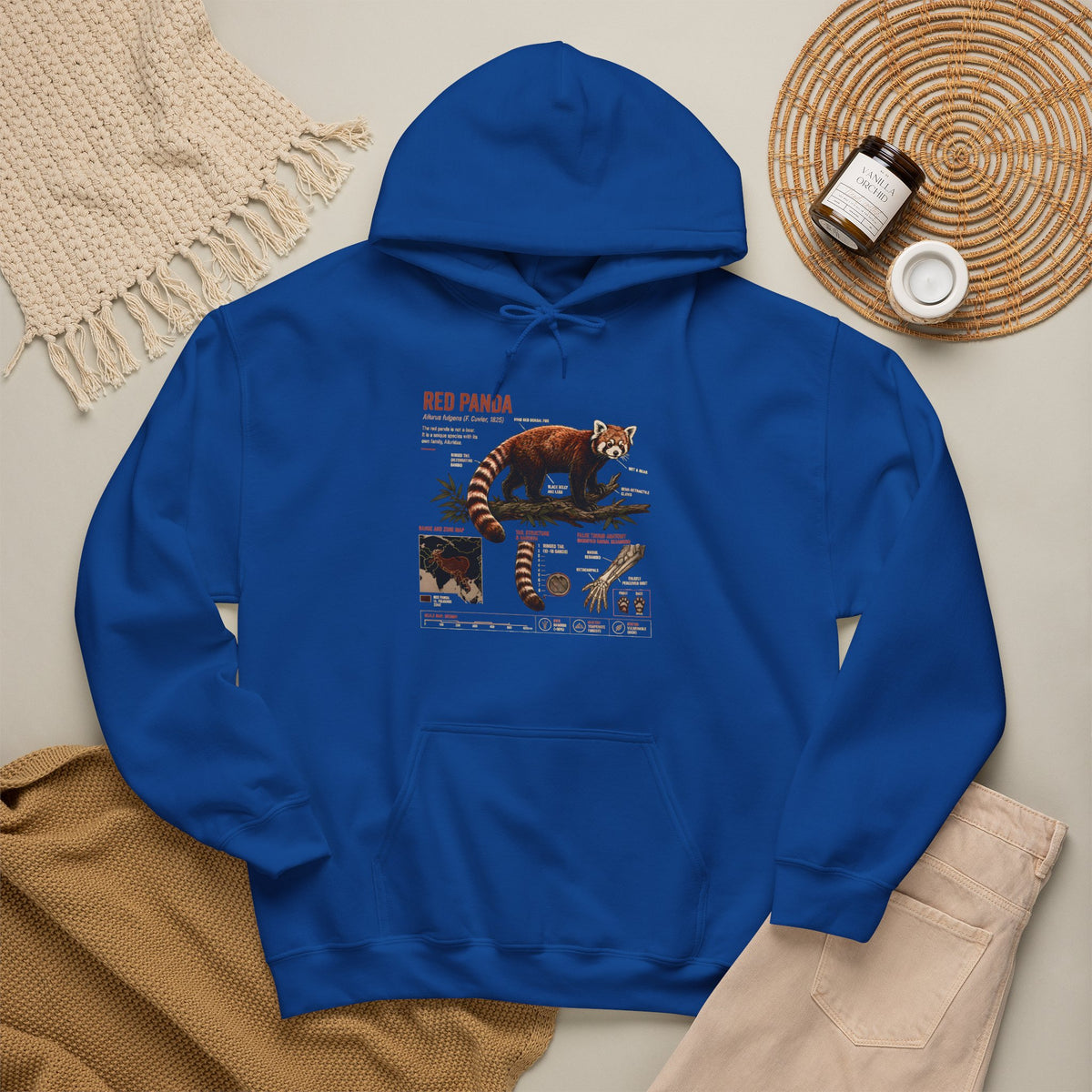 Red Panda Anatomy Hoodie — Vintage Wildlife Guide Sweatshirt