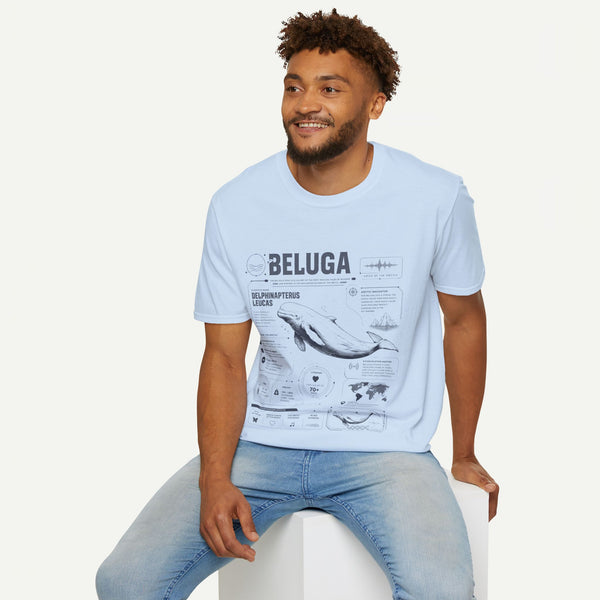 Beluga Whale Anatomy T-Shirt — Marine Life Illustration Tee Delphinapterus leucas