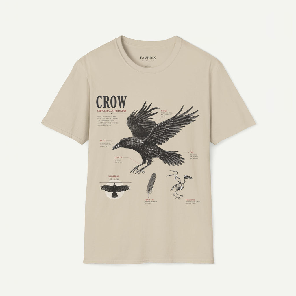 Crow Anatomy Graphic T-Shirt — Vintage Raven Illustration Tee