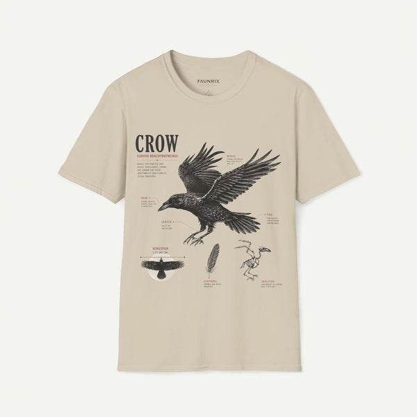 Crow Anatomy Graphic T-Shirt — Vintage Raven Illustration Tee