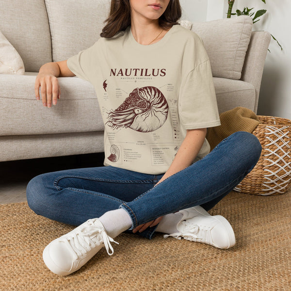 Nautilus Shell  Anatomy Graphic T-Shirt — Vintage Marine Biology Illustration