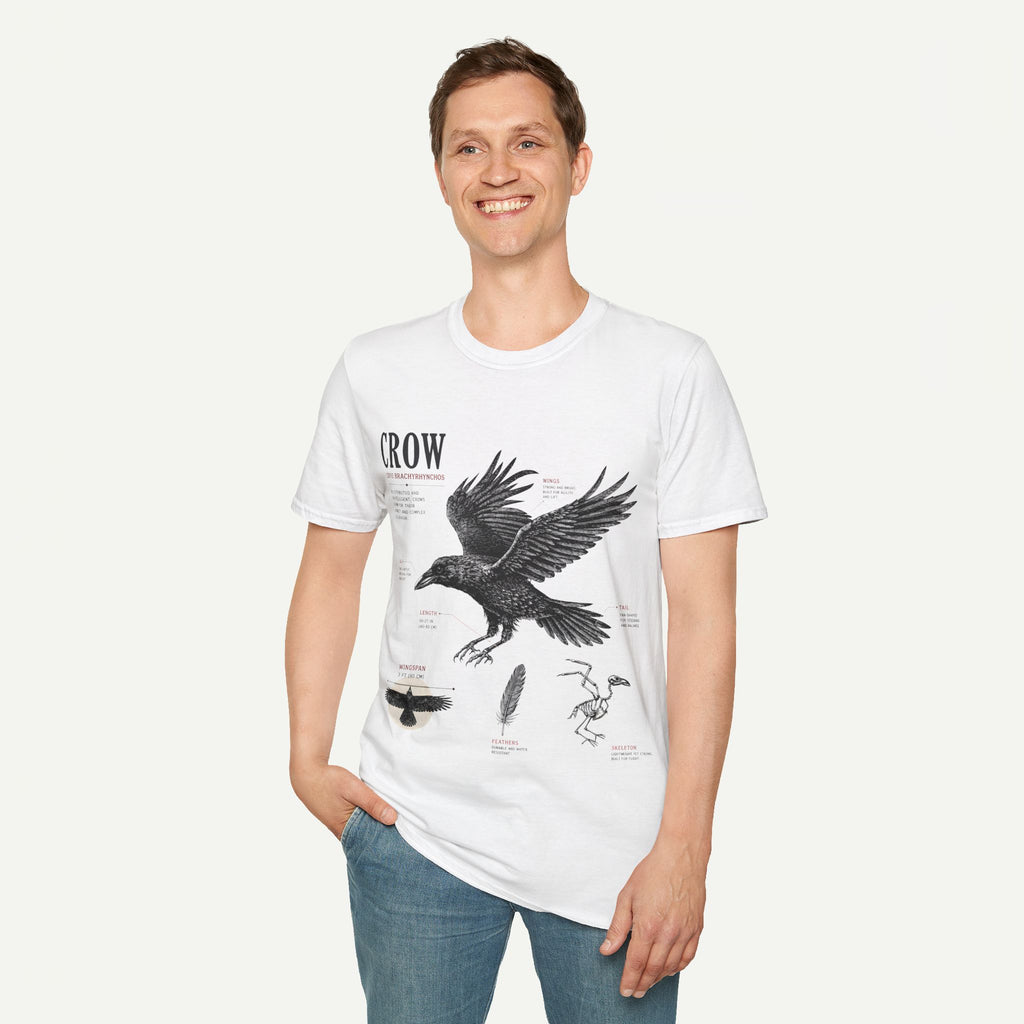 Crow Anatomy Graphic T-Shirt — Vintage Raven Illustration Tee