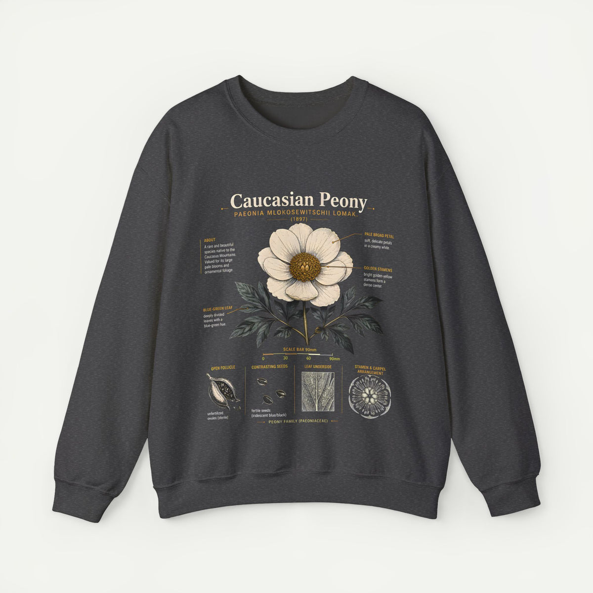 Caucasian Peony Botanical Crewneck Sweatshirt