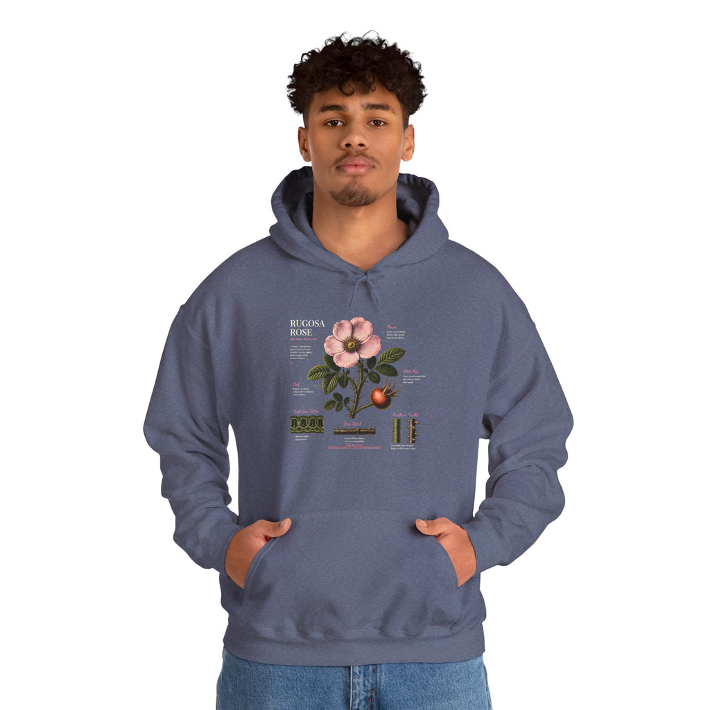Vintage Botanical Hoodie — Rose Diagram Print