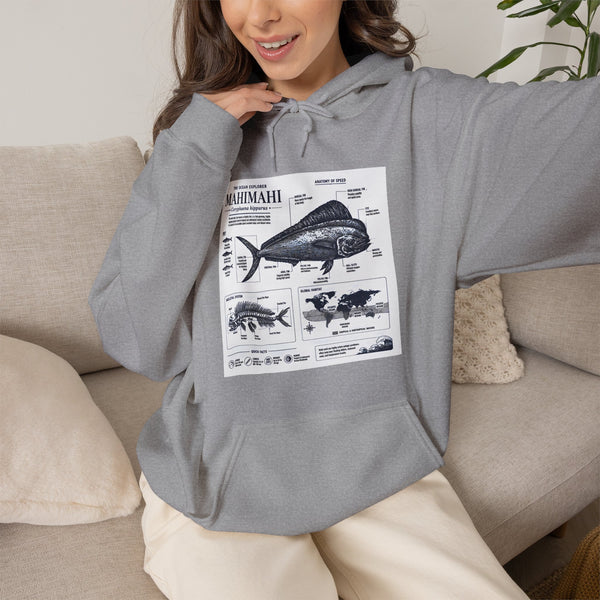 Mahi Mahi Fish Anatomy Hoodie — Illustrated Marine Biology Pullover