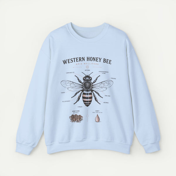 Western Honey Bee Sweatshirt — Vintage Bee Anatomy Graphic