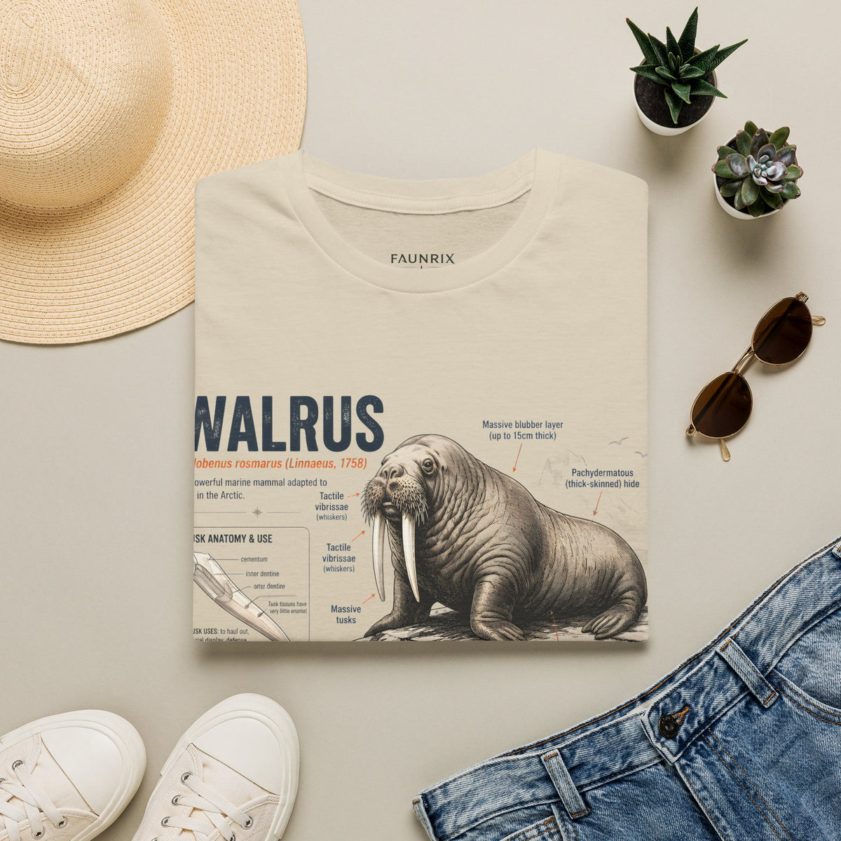 Walrus Anatomy T-Shirt — Illustrated Marine Mammal Facts Tee