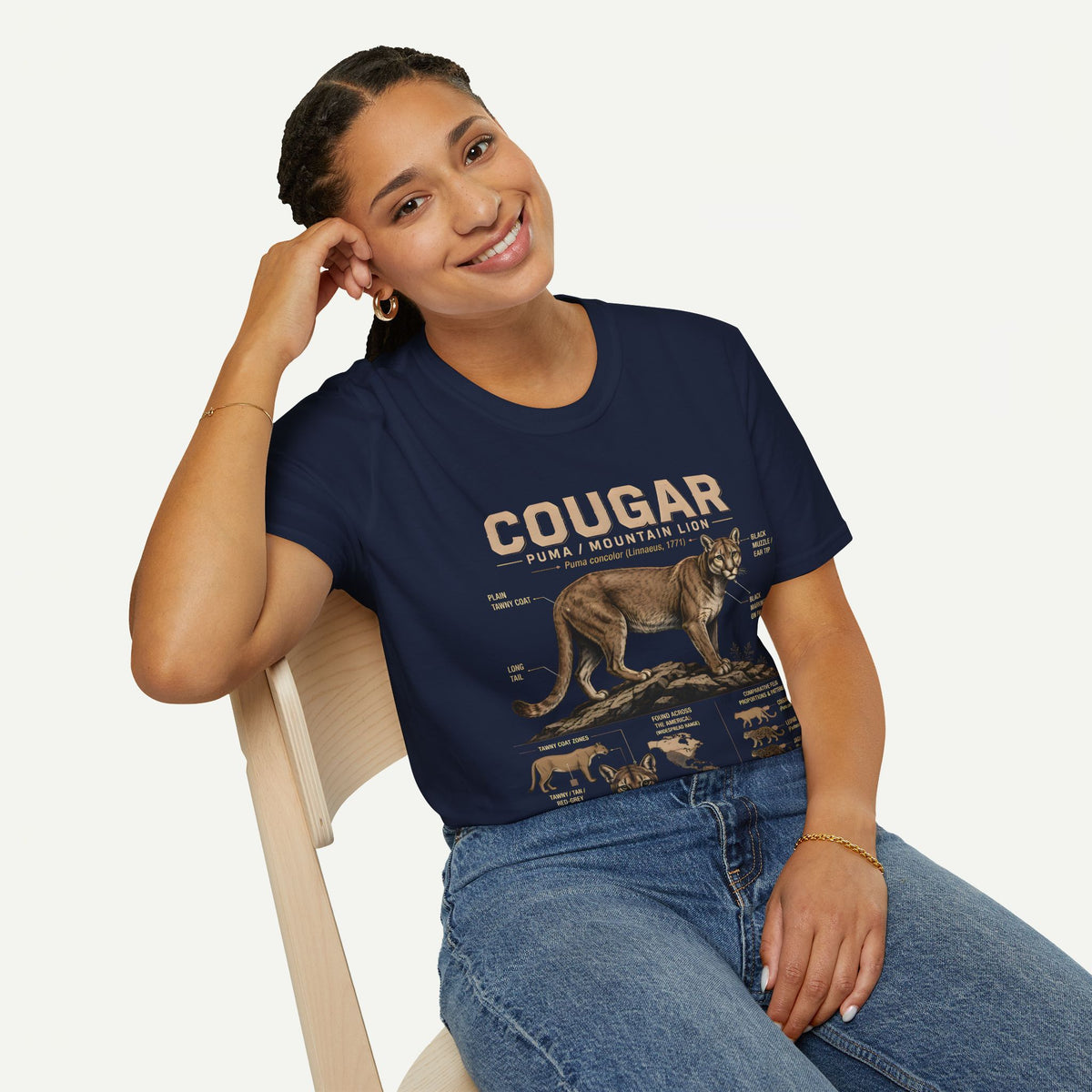 Cougar Puma Mountain Lion Anatomy Graphic T-Shirt