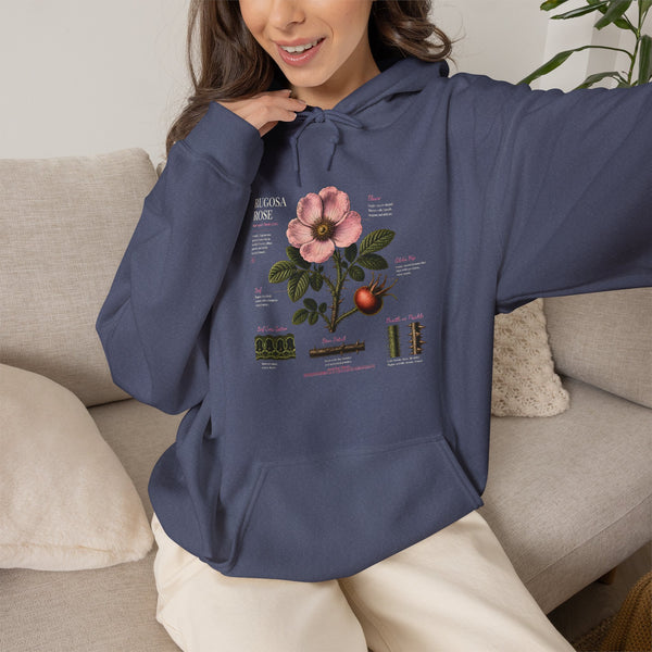 Vintage Botanical Hoodie — Rose Diagram Print