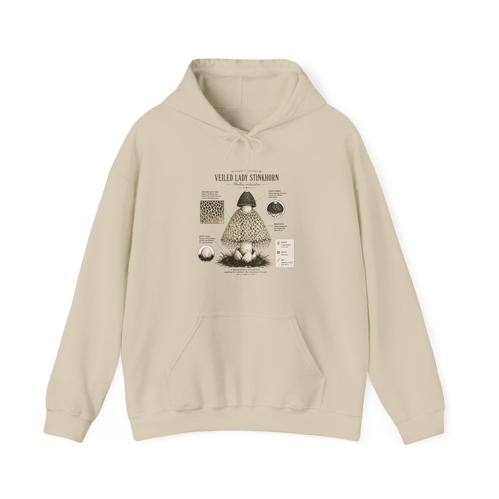 Mushroom Guide Hoodie — Velvet-Lady Stropharia Fungi Illustration Sweatshirt