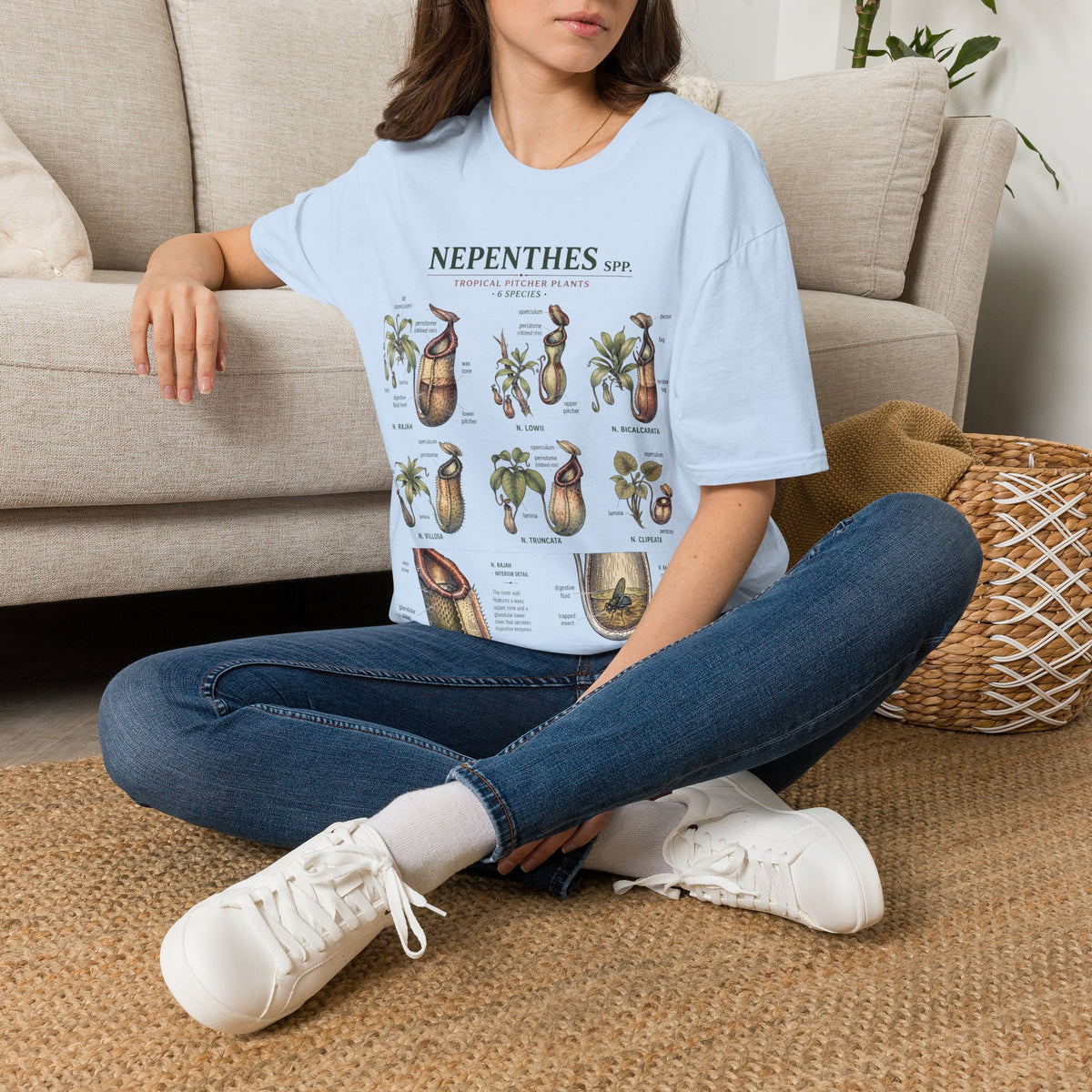 Nepenthes Botanical Tee — Carnivorous Pitcher Plant Anatomy Shirt