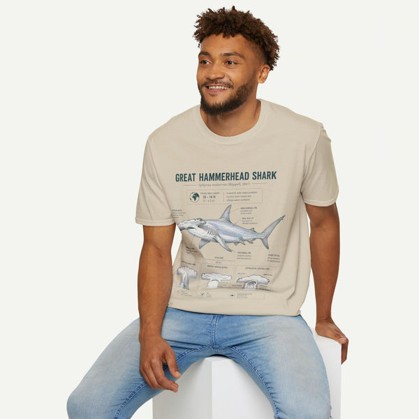 Hammerhead Shark Anatomy T-Shirt — Great Hammerhead Educational Tee