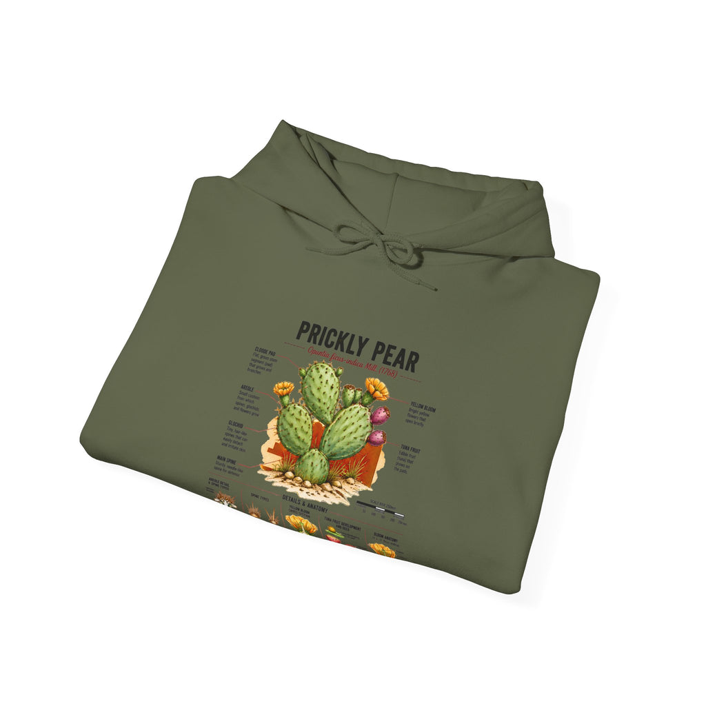 Prickly Pear Botanical Hoodie – Cactus Anatomy Illustrated Sweatshirt