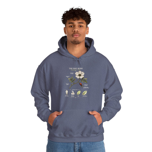 Floral Botanical Hoodie – White Dogwood Illustration with Text
