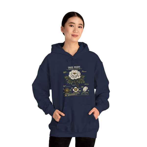 Floral Anatomy Hoodie — 'Tree Peony' Botanical Diagram Pullover