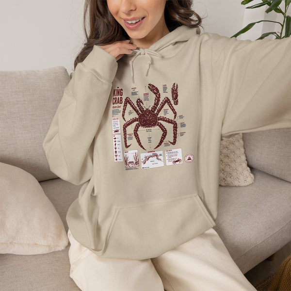King Crab Anatomy Hoodie — Vintage Seafood Diagram Sweatshirt