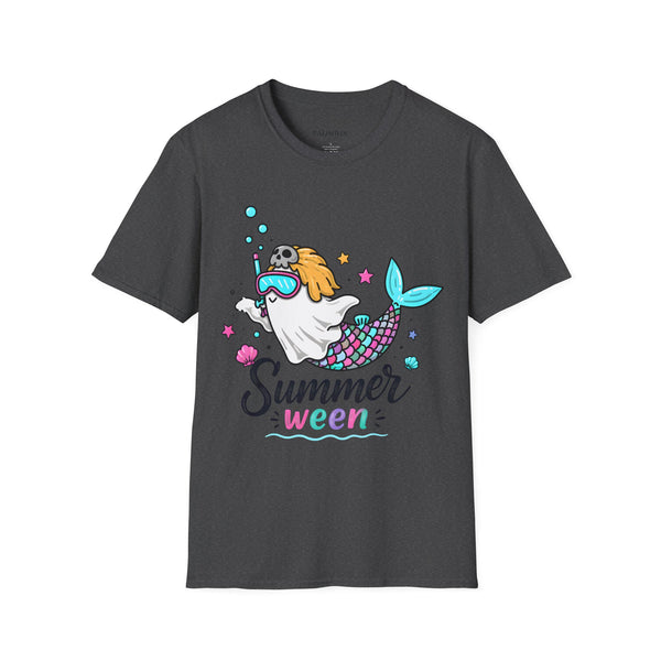 Mermaid Ghost Summerween T-Shirt — Cute Halloween Summer Mashup Tee