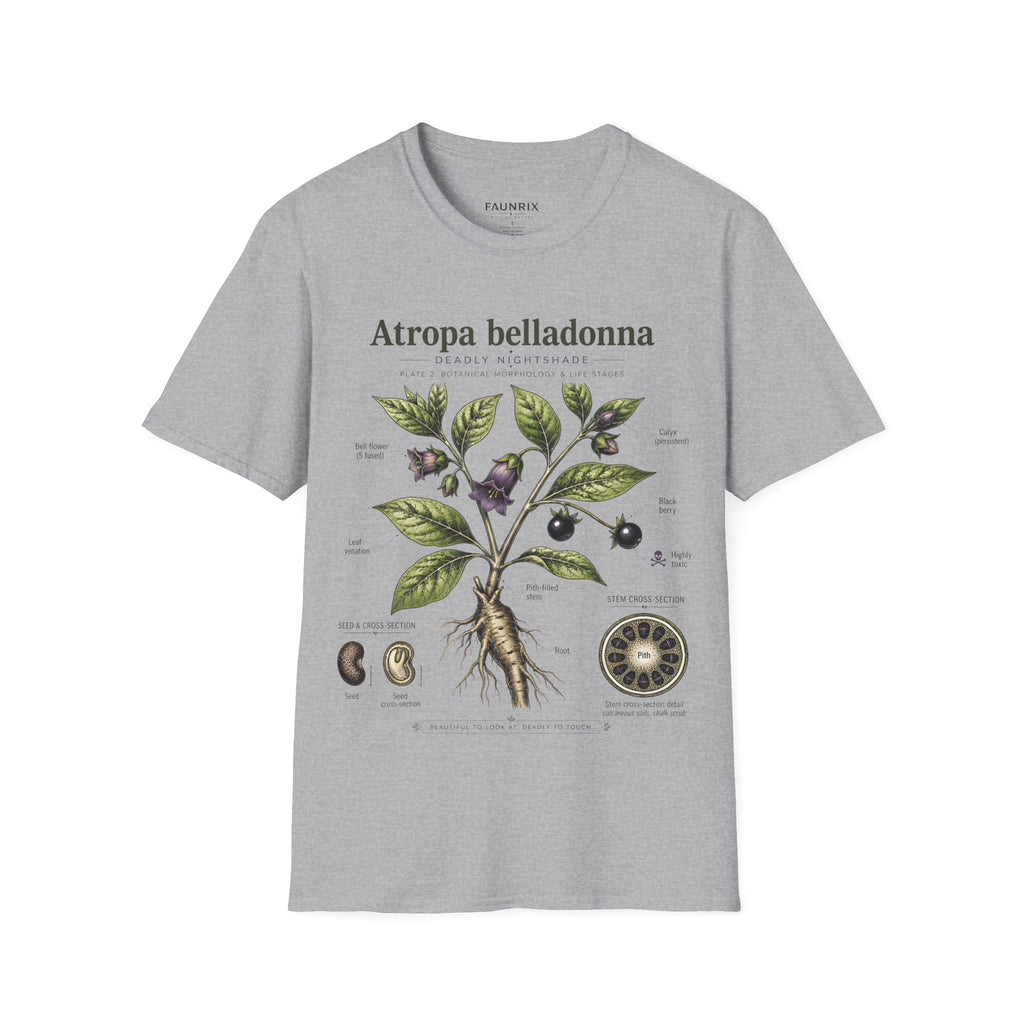 Atropa belladonna Botanical Anatomy T-Shirt — Vintage Deadly Nightshade Illustration