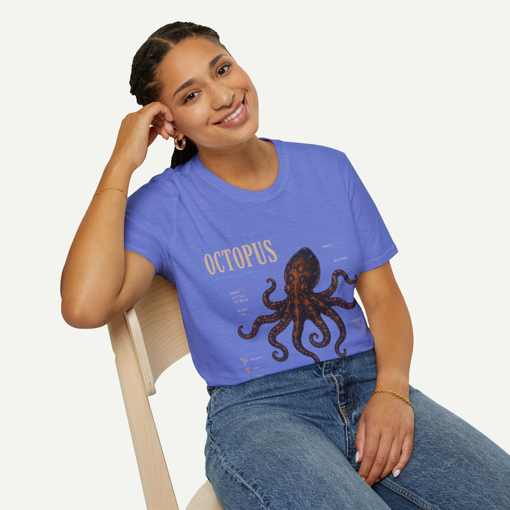 Octopus Anatomy Graphic T-Shirt — Vintage Blue-Ringed Octopus Design