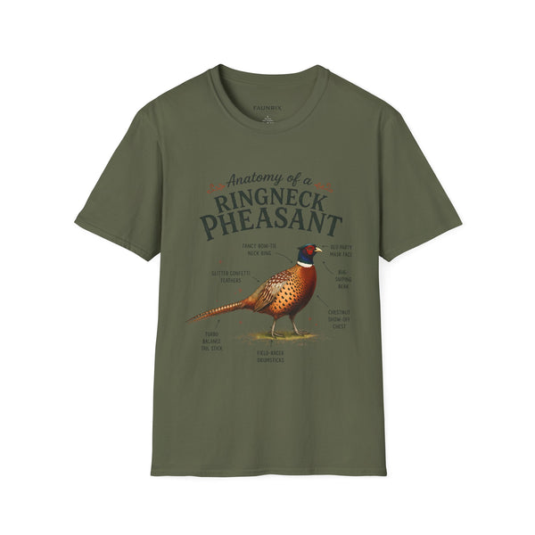 Ringneck Pheasant Anatomy T-Shirt — Illustrated Bird Diagram Tee