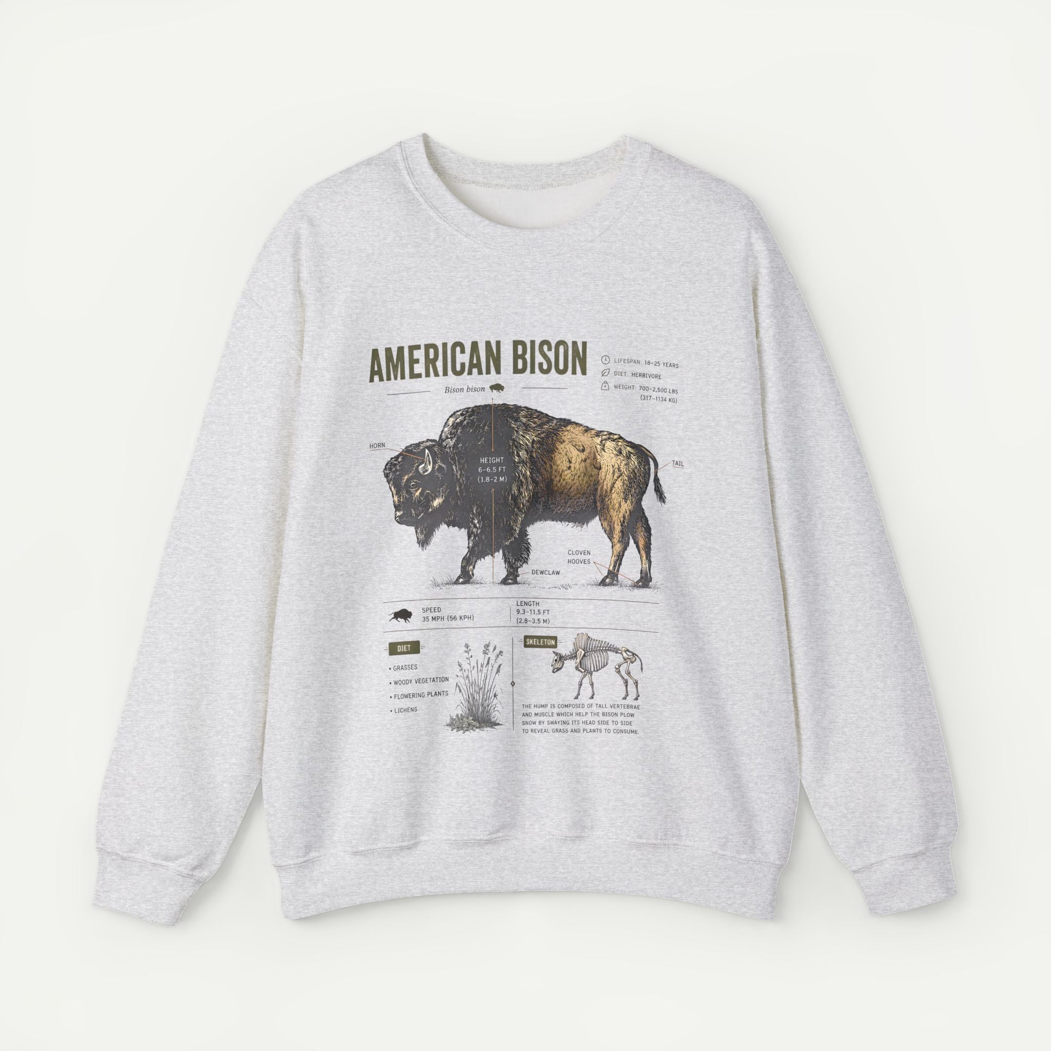 American Bison Anatomy Sweatshirt — Vintage Wildlife Illustration Crewneck Secondary image