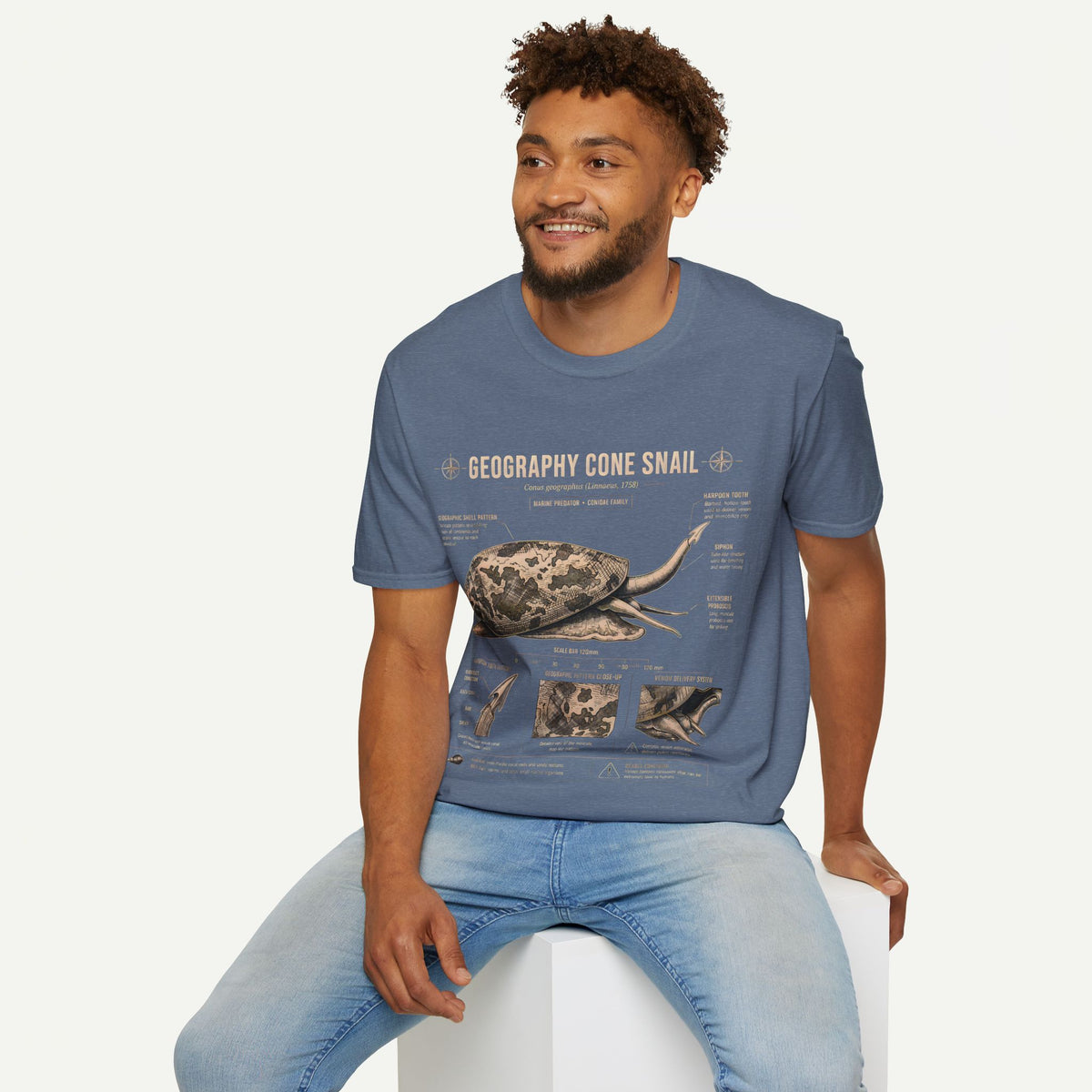 Geography Cone Snail Anatomy T-Shirt — Vintage Scientific Illustration Tee