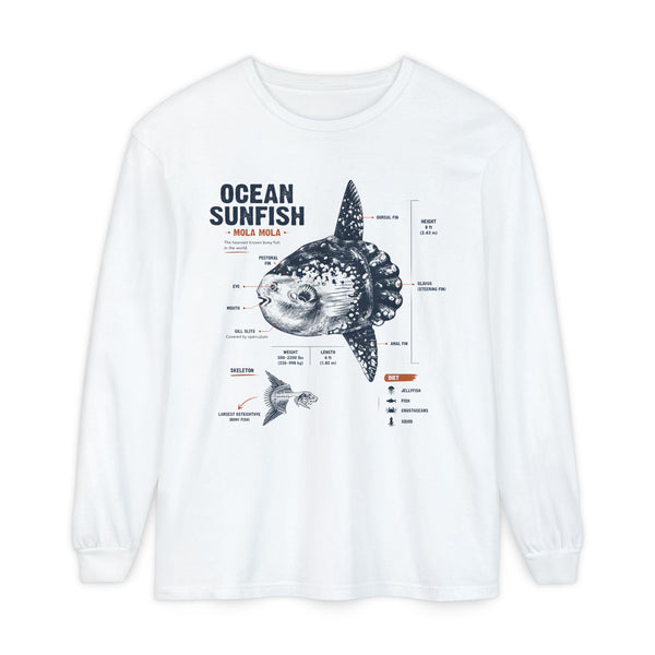 Sunfish Anatomy Long Sleeve Tee — Ocean Sunfish Diagram Shirt