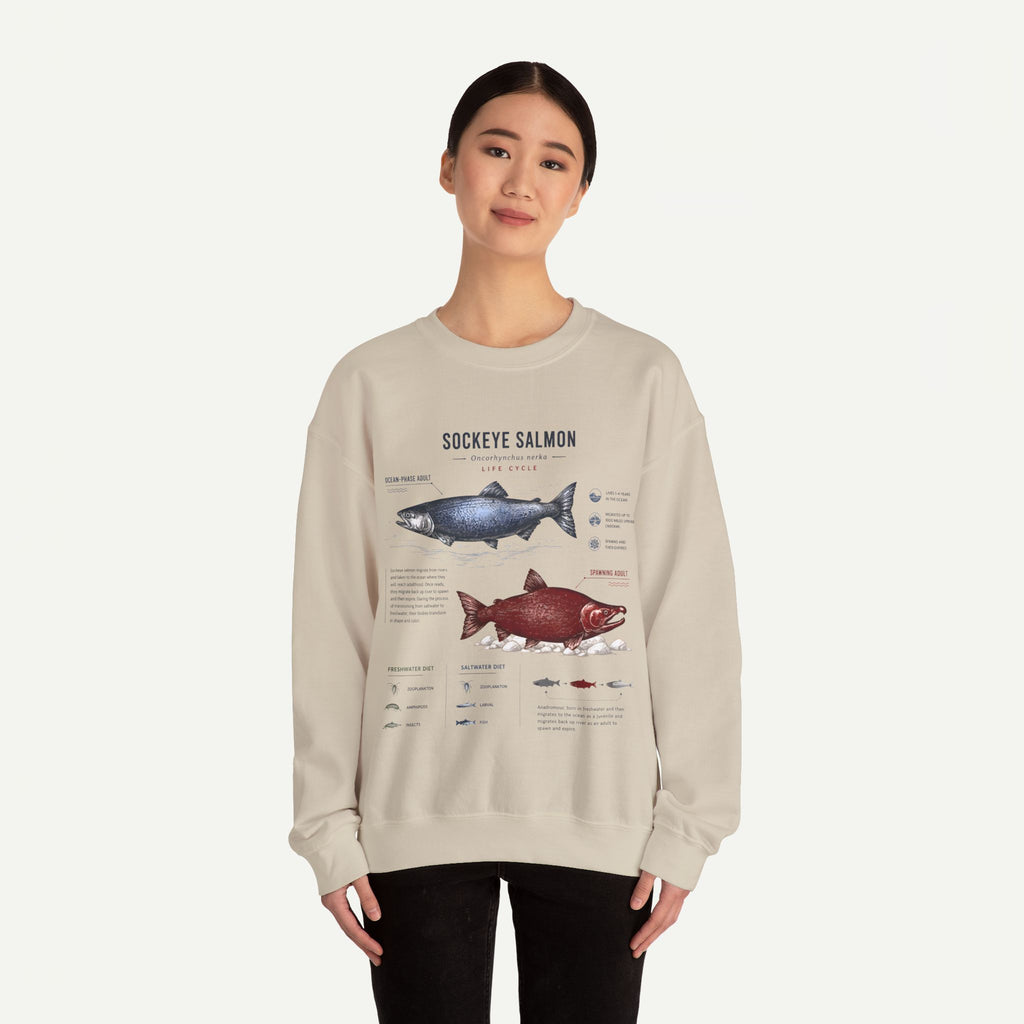 Sockeye Salmon Anatomy Sweatshirt — Fish Anatomy Graphic Crewneck