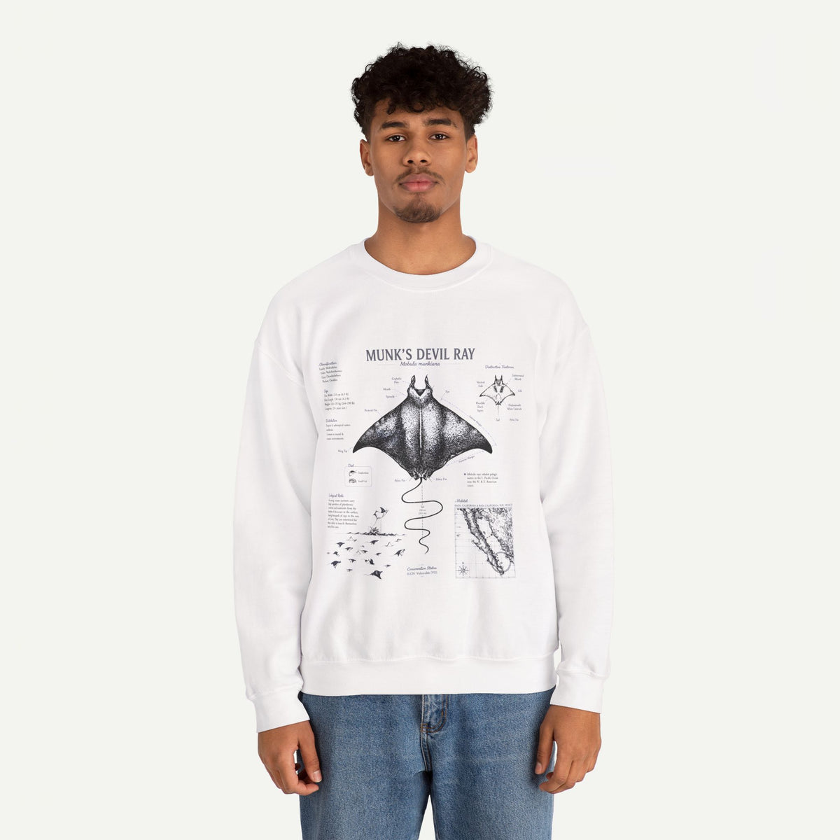 Munk’s Devil Ray Anatomy Sweatshirt — Vintage Marine Biology Graphic Crewneck