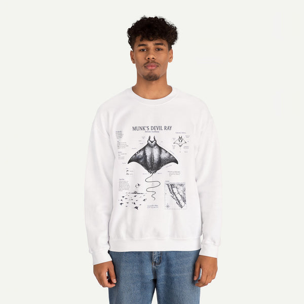 Munk’s Devil Ray Anatomy Sweatshirt — Vintage Marine Biology Graphic Crewneck