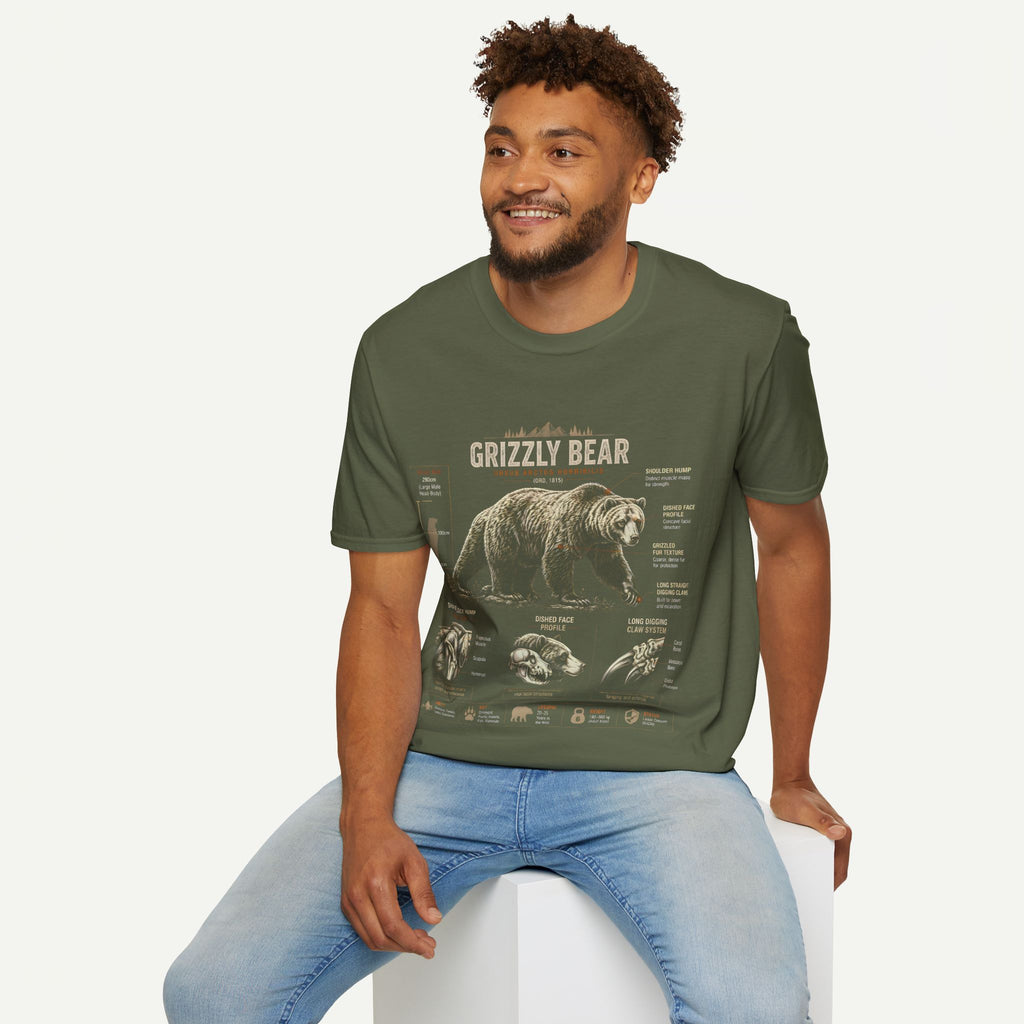 Grizzly Bear Anatomy Vintage Graphic T-Shirt — Wildlife Animal Tee