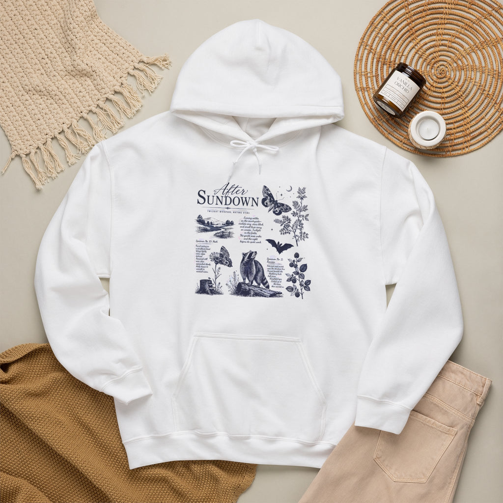 Sunset Foxes Hoodie — "After Sundown" Nature Graphic Pullover
