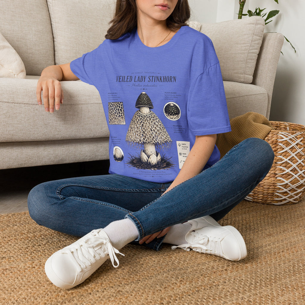 Veiled Lady Stinkhorn Mushroom Tee — Botanical Mycology Anatomy T-Shirt