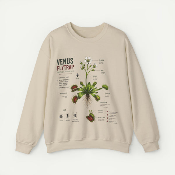 Venus Flytrap Botanical Crewneck Sweatshirt — Vintage Plant Illustration Tee