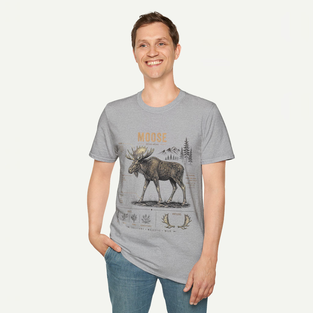 Moose Anatomy T-Shirt — Rustic Woodland Graphic Tee with Moose Design