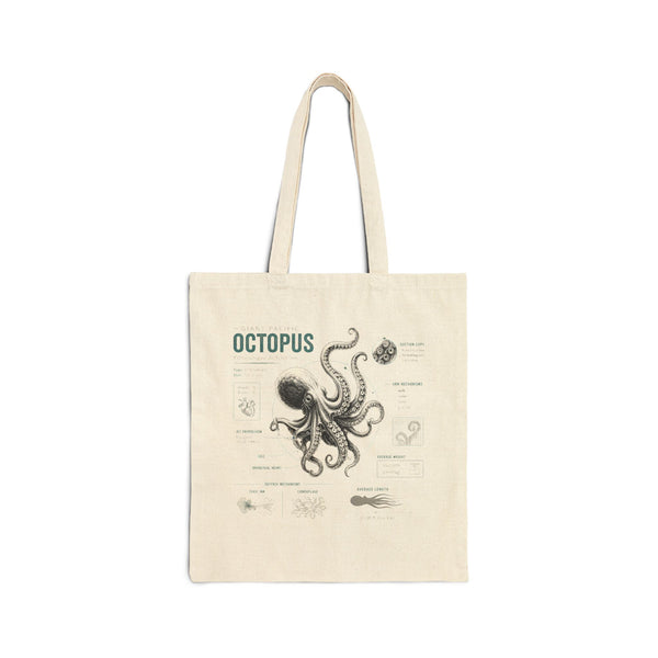 Octopus Canvas Anatomy Tote Bag – Vintage Sea Creature Illustration Eco Shopper