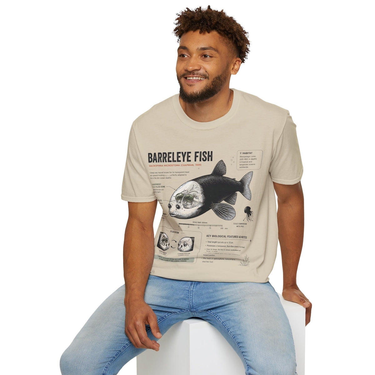 Barreleye Fish Anatomy T-Shirt — Deep Sea Biology Graphic Tee