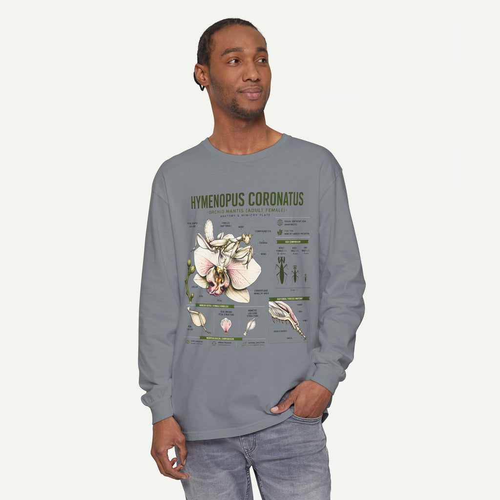 Hymenopus Coronatus Orchid Mantis Illustration Long Sleeve Tee