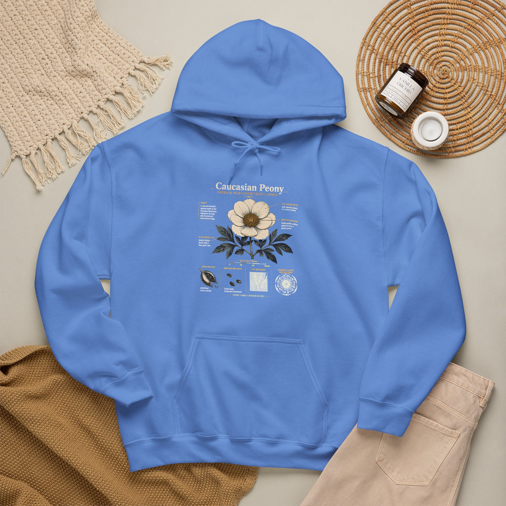 Magnolia Botany Hoodie — 'Caucasian Peony' Floral Diagram Hooded Sweatshirt