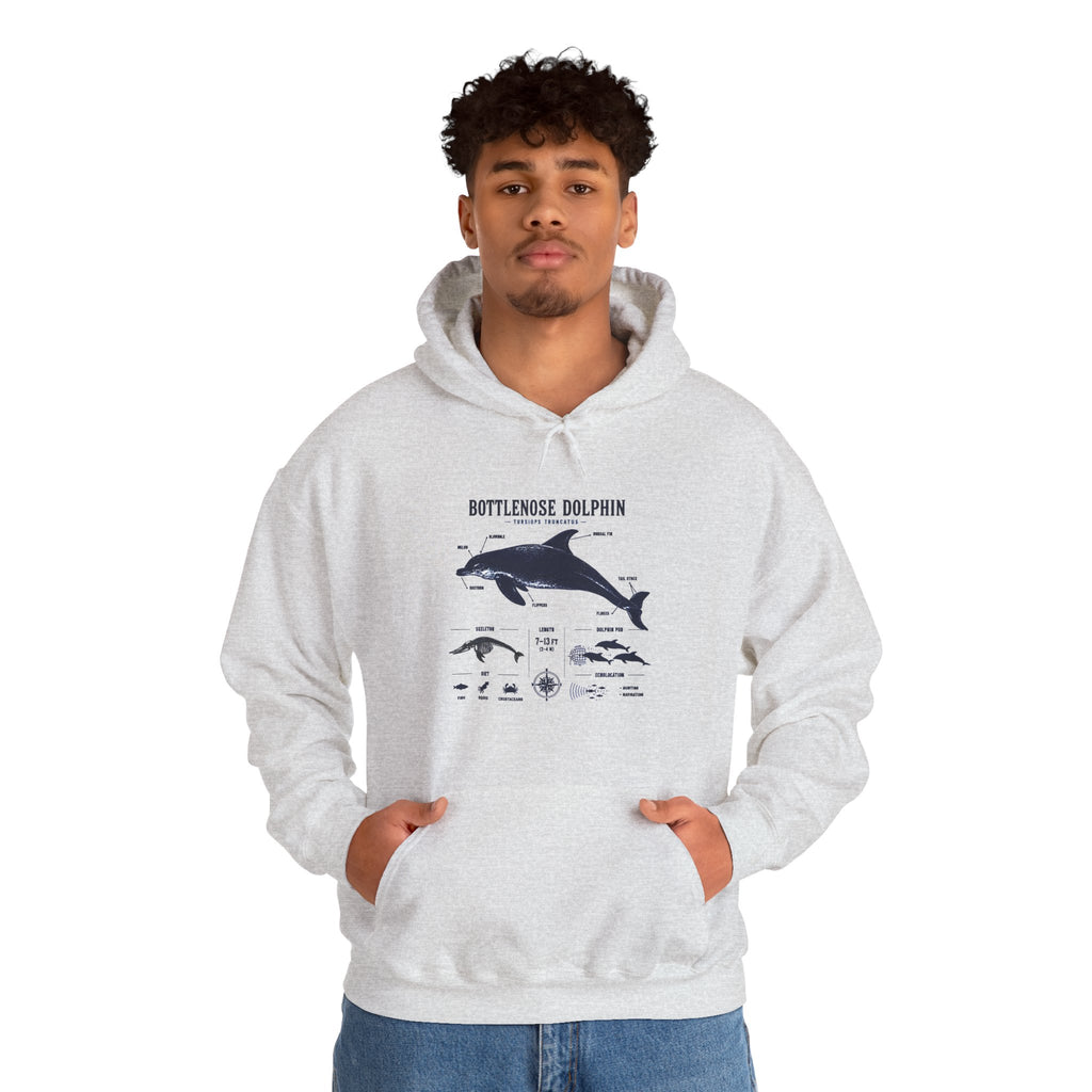 Bottlenose Dolphin Diagram Hoodie – Marine Life Anatomy Sweatshirt