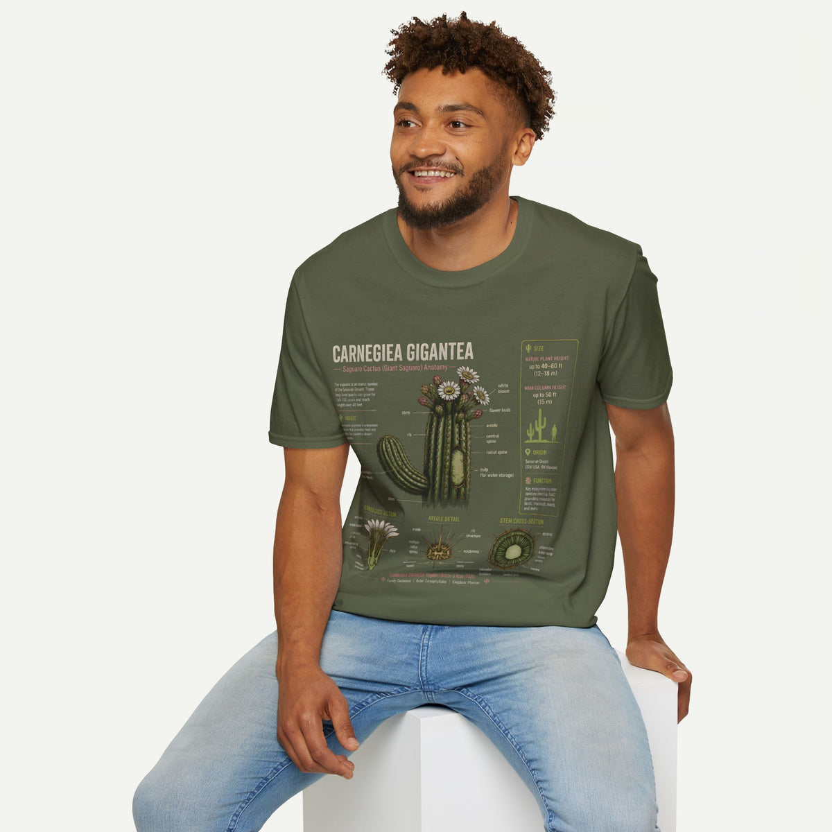 Carnegiea Gigantea Cactus Anatomy T-Shirt — Saguaro Plant Illustration Tee