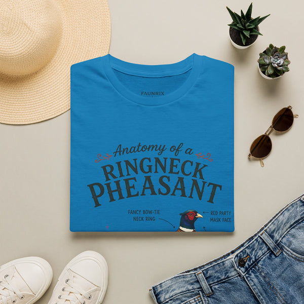 Ringneck Pheasant Anatomy T-Shirt — Illustrated Bird Diagram Tee
