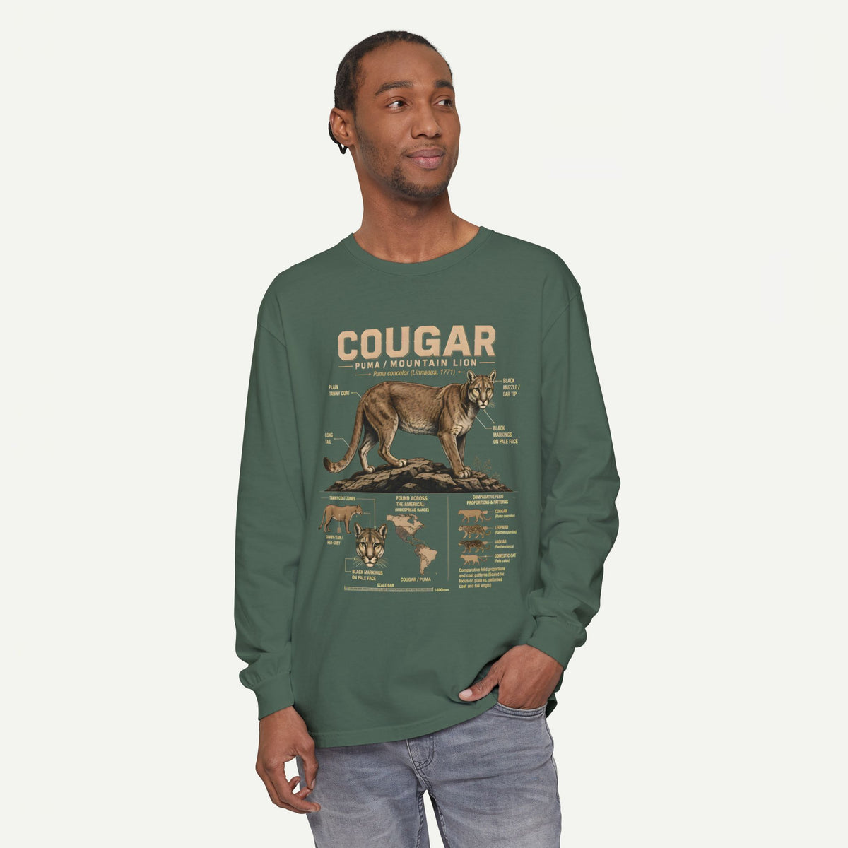 Cougar Wildlife Anatomy Long Sleeve Tee